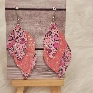 Pink Heart Valentine Earrings